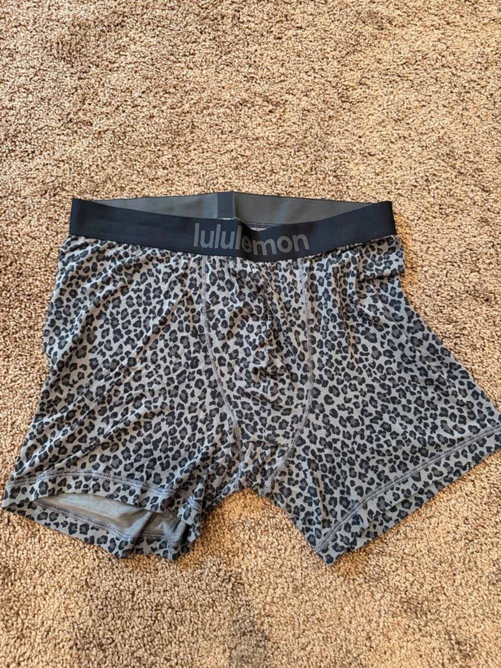 Lululemon Men’s Leopard Print All In Motion 5” Boxer Briefs - Gray/Black